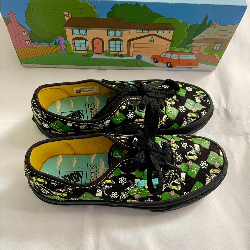 Vans The Simpsons Glow in Dark Bart Toddler Sz 1 Skateboard Skeleton Atom